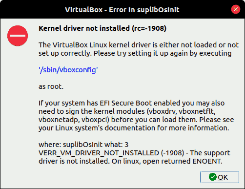 Fedora UEFI Secure Boot with Custom Keys - VirtualBox Error