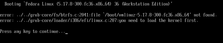 Install Fedora 36 with LUKS Full Disk Encryption - Boot Error