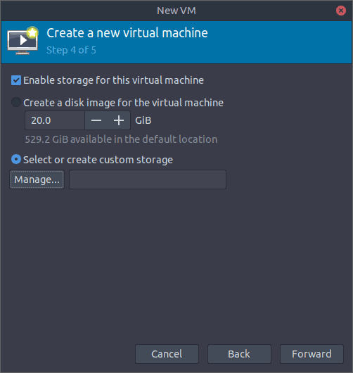 Create and Manage Storage Pools and Volumes in KVM Create New VM Step 4