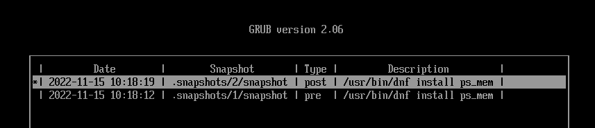 Install Fedora 37 with Snapper and Grub-Btrfs Snapshot No 2
