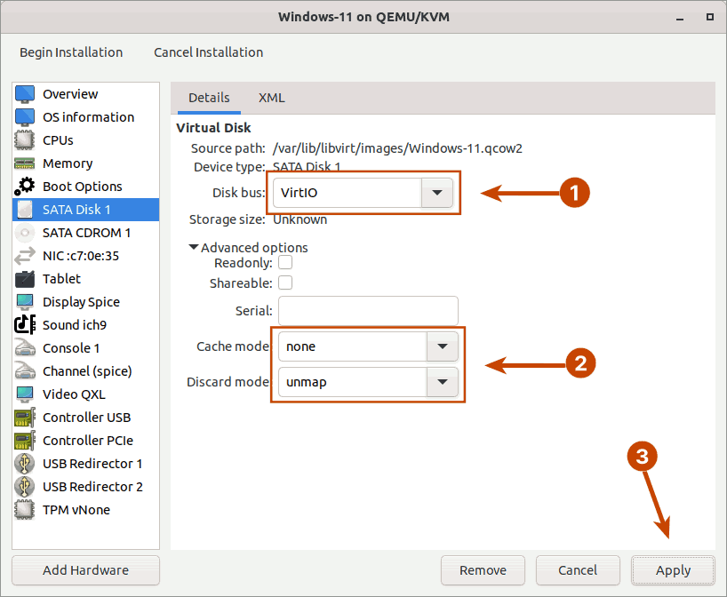 How to Properly Install a Windows 11 Virtual Machine on KVM - Storage