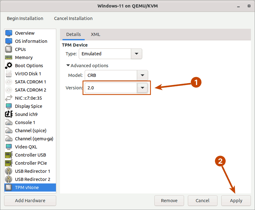 How to Properly Install a Windows 11 Virtual Machine on KVM - Enable TPM 2.0