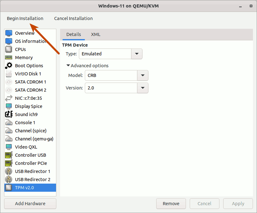 How to Properly Install a Windows 11 Virtual Machine on KVM - Begin Installation