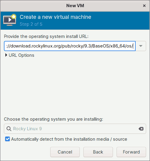 Create Virtual Machines in KVM Virt-Manager - Wizard Step 2 URL