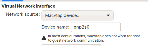 Create Virtual Machines in KVM Virt-Manager - Network Macvtap