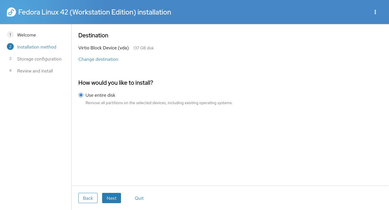 Install Fedora 42 with Snapshot and Rollback Support - Installation Method